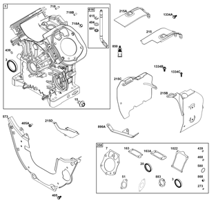 Cylinder Group Diagram and Parts List for 613277-0010-E1  Briggs and Stratton Engine